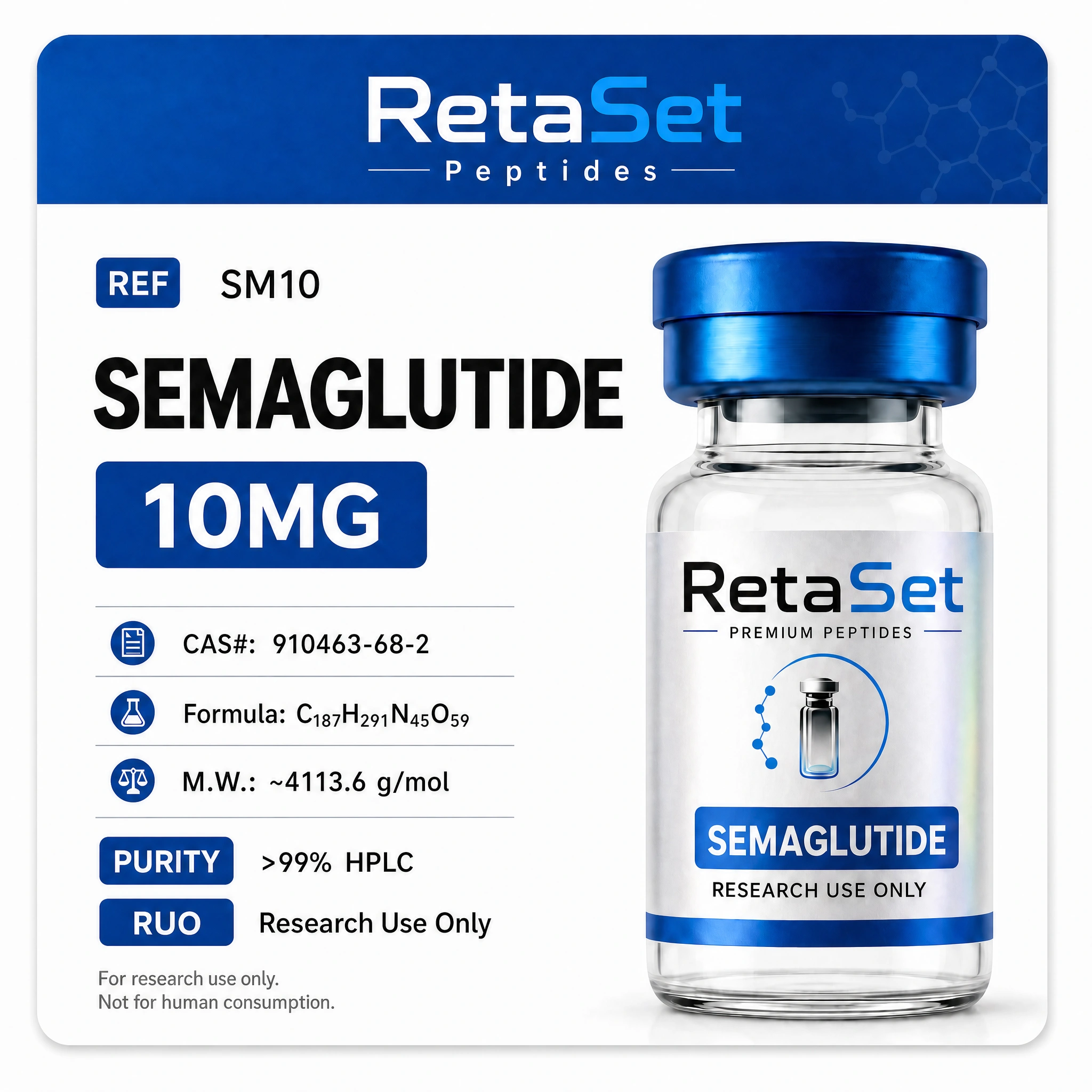 Semaglutide 10mg — product image supplied by RetaSet
